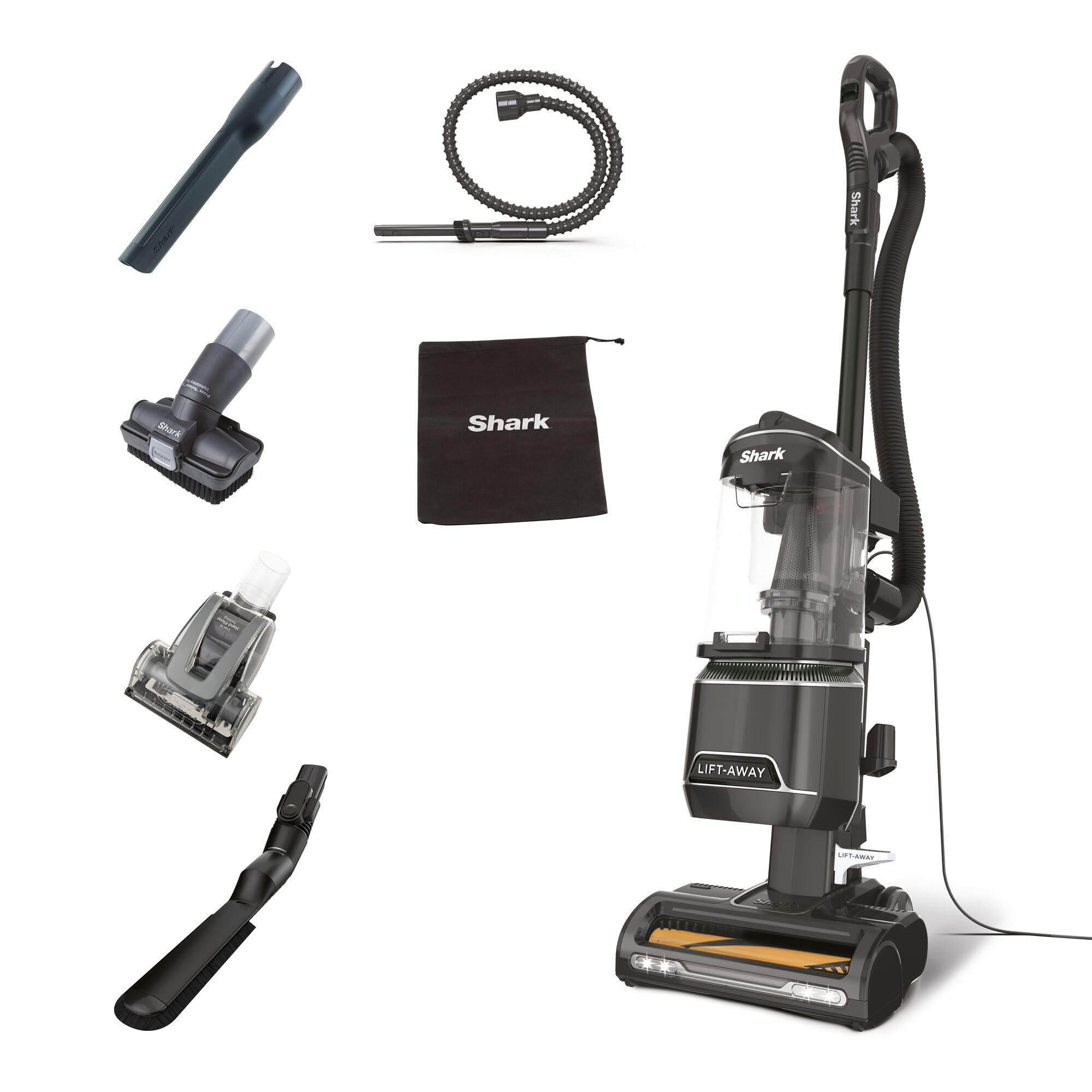 Shark Corded Upright Vacuum Cleaner 1.1L with Anti Hair Wrap Technology, Pet Model, LED Headlights, Lift-Away, Anti-Allergen, 8m Cord, 750W, 5 Attachments inc Pet Tool, Black, NZ691UKTDB