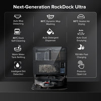 roborock Saros 10 Robot Vacuum Cleaner 22,000 Pa, 3.14-Inch Ultra Slim, Zero-Tangling, AI 3.0 Obstacle Avoidance, Auto Detachable Mop, 80°C Mop Washing, Hot Water Dock Self Cleaning (Black)