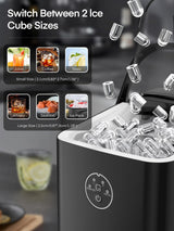 FOHERE Ice Maker Machine Countertop, 14KG in 24H, Ice Ready in 5 Mins, 2 Bullet Sizes, Portable Ice Cube Maker with Handle, Self-Cleaning, Scoop&Basket, Home/Kitchen/Office/RV
