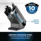 Ninja Foodi StaySharp Knife Block with Integrated Sharpener 5 Knives and Scissors (1 pair), Sharp 6-Piece Knife Set Chef, Bread, Slicing, Utility, Paring Knives & Scissors, Stainless Steel, K32006UK