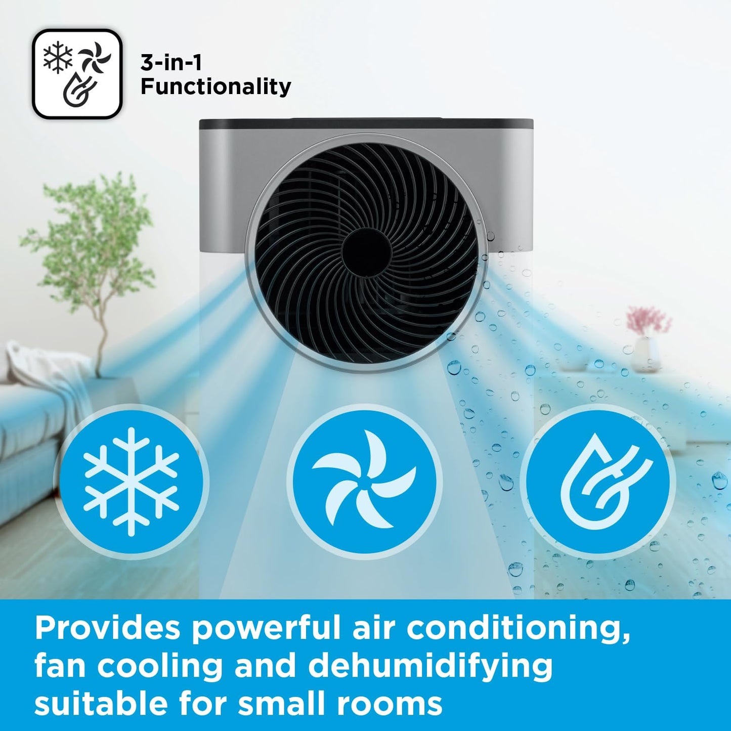 BLACK+DECKER 5,000 BTU Smart Air Conditioner, 3-in-1 Functionality, Dehumidifier & Fan, Portable Design, Power Memory Function, White, BXAC40032GB