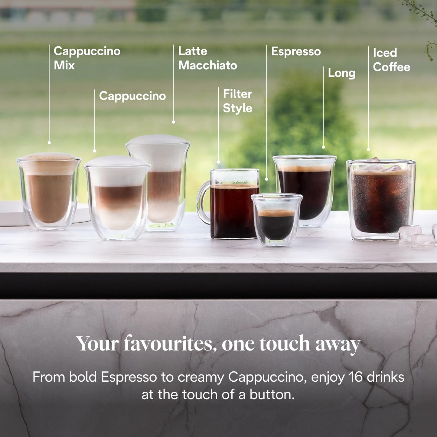 De’Longhi Rivelia - Perfetto Automatic Coffee Machine with LatteCrema Automatic Milk Frothing, 16 One-Touch Drinks, Colour Touch Display, Interchangeable Hoppers, Black (EXAM440.55.B)