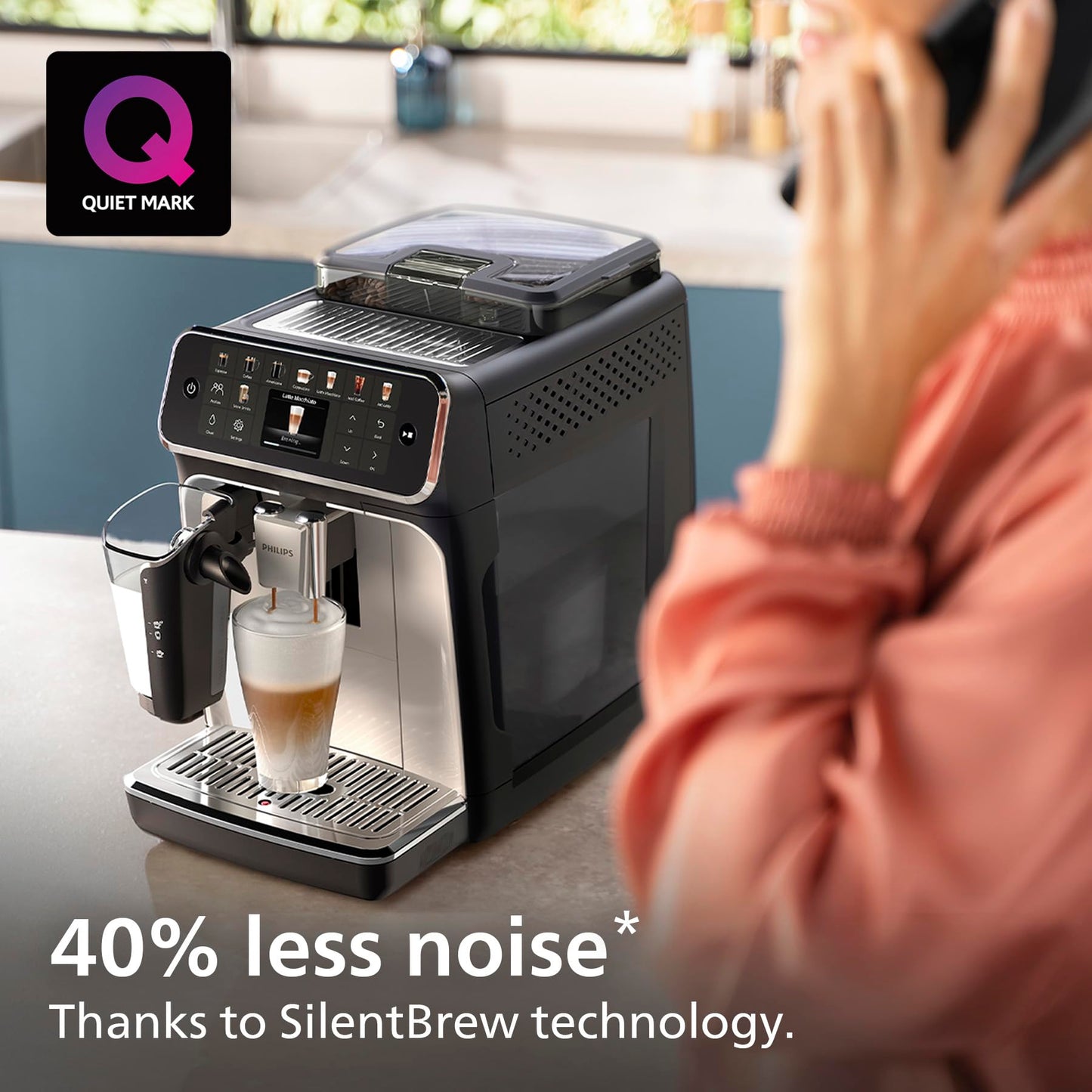 PHILIPS 5500 Series Bean to Cup Coffee Machine – 20 Hot & Iced drinks, LatteGo Milk Frother, Fastest-to-Clean, 40% Quieter, Ceramic Grinder, Fully Automatic Espresso & Cappuccino maker – EP5546/70