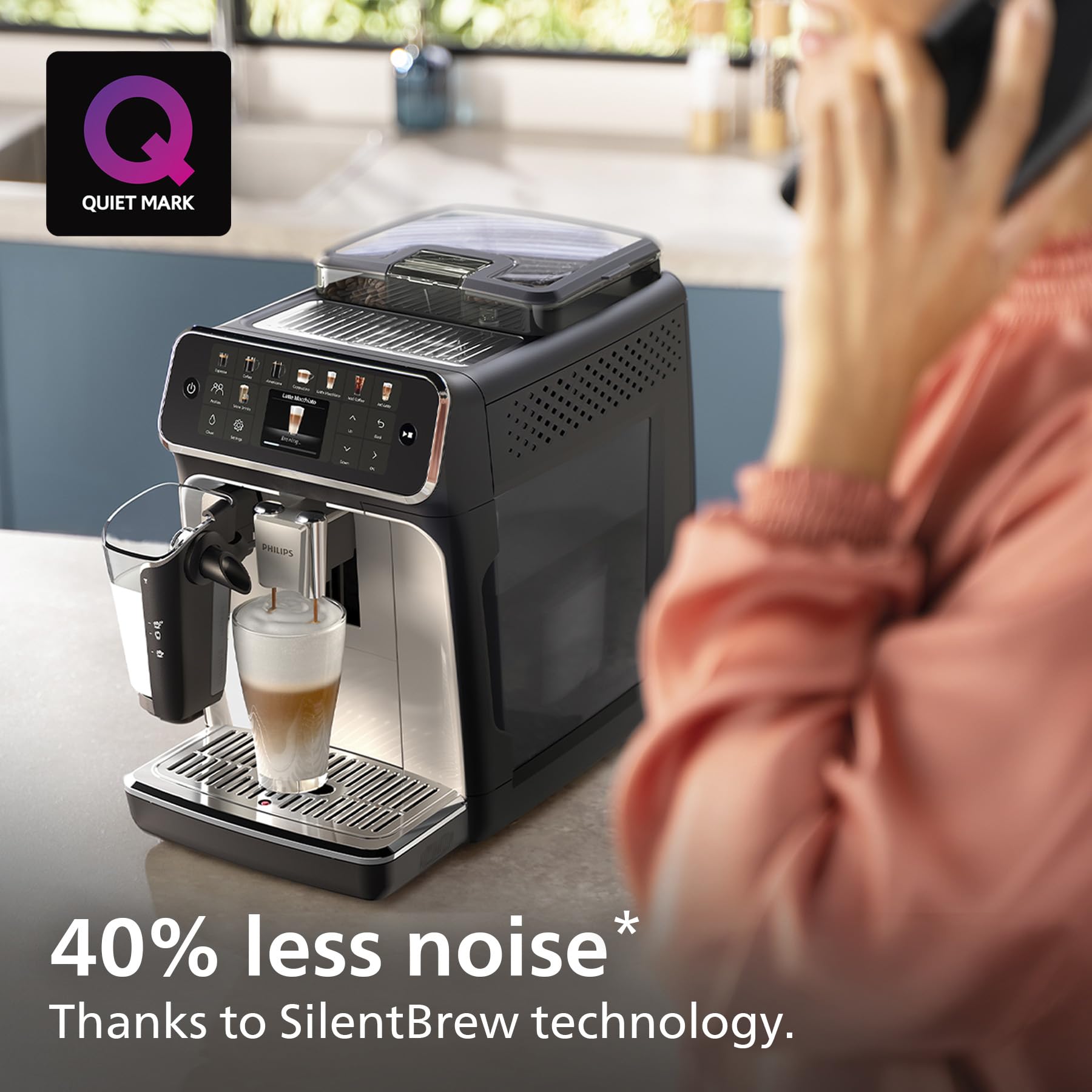 PHILIPS 5500 Series Bean to Cup Coffee Machine – 20 Hot & Iced drinks, LatteGo Milk Frother, Fastest-to-Clean, 40% Quieter, Ceramic Grinder, Fully Automatic Espresso & Cappuccino maker – EP5546/70