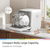 COMFEE' Table Top Dishwasher 7+3 Programs Mini Tabletop Dishwasher No Plumbing, 6L Built-in Water Tank, Hygiene Wash, Auto Door Open Drying, Baby Care, Energy Class D- White