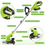 VOERJIA Cordless Strimmer Lightweight 750W with LCD Battery Display, Grass Trimmer and Brush Cutter with 2 x 2.0Ah Battery and Charger, 14-Piece 4-in-1 Garden Kit (Pro Edition)