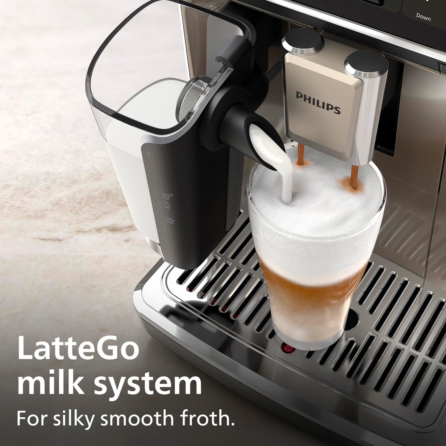 PHILIPS 5500 Series Bean to Cup Coffee Machine – 20 Hot & Iced drinks, LatteGo Milk Frother, Fastest-to-Clean, 40% Quieter, Ceramic Grinder, Fully Automatic Espresso & Cappuccino maker – EP5546/70