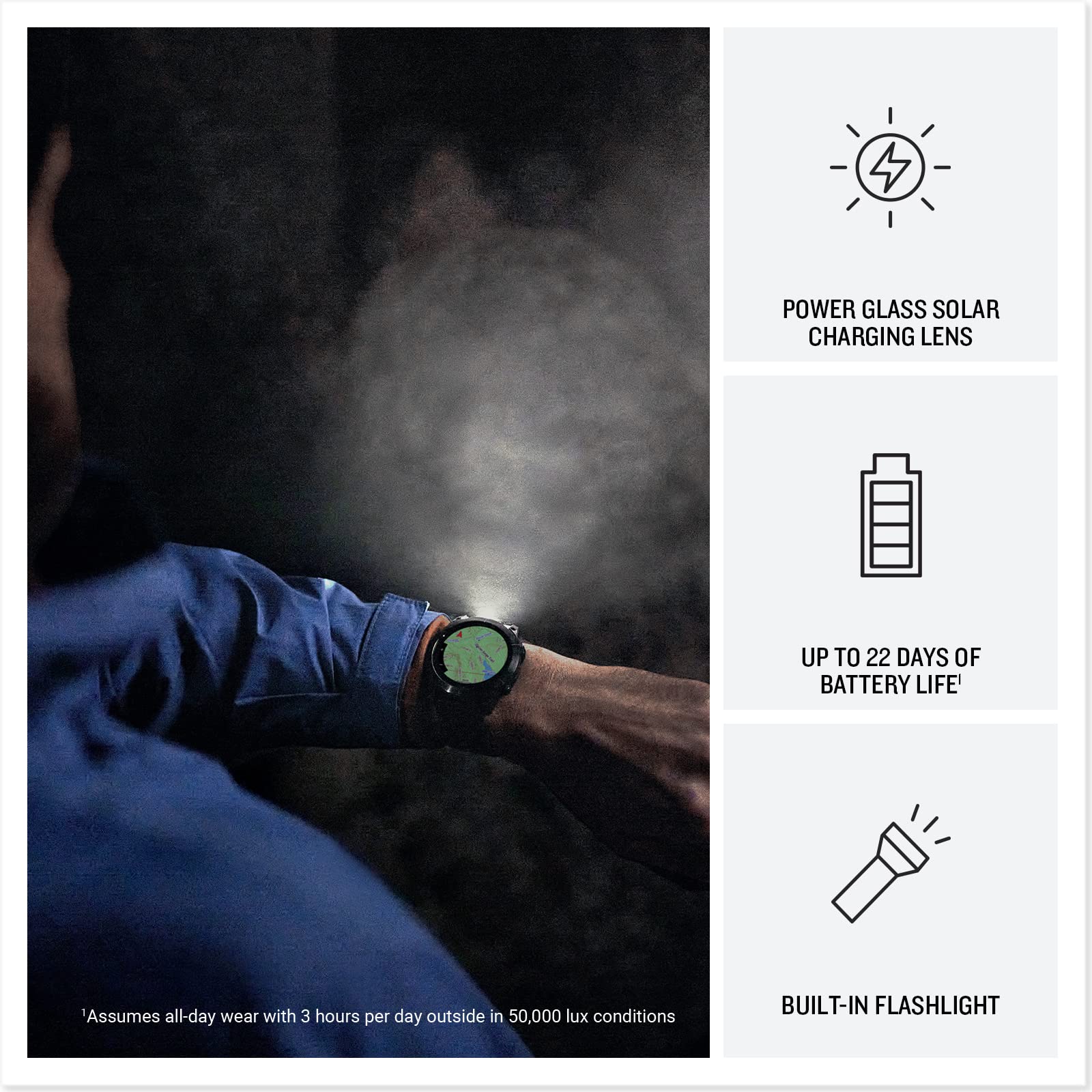 Garmin fēnix 7 PRO SOLAR, 47mm GPS smartwatch, multisport, SOLAR charging, advanced health & training features, touchscreen & Buttons, up to 22 days battery life, Graphite