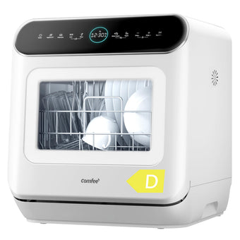 compare product COMFEE' Table Top Dishwasher 7+3 Programs Mini Tabletop Dishwasher No Plumbing, 6L Built-in Water Tank, Hygiene Wash, Auto Door Open Drying, Baby Care, Energy Class D- White