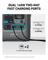 Anker SOLIX C300 DC Portable Power Station & Power Bank, 288Wh LiFePO4 Battery, 300W Solar Generator, for Camping, Outdoors, Travel & Emergency (No Wall Adapter Included)