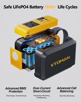 VTOMAN Jump 100 Portable Power Station 100W-89.6Wh Solar Generator LiFePO4 Battery Power Station, AC 100W(peak 200W) Outlet and PD 65W Fast Charge, Fast Charging for Camping, Emergency,Home Backup