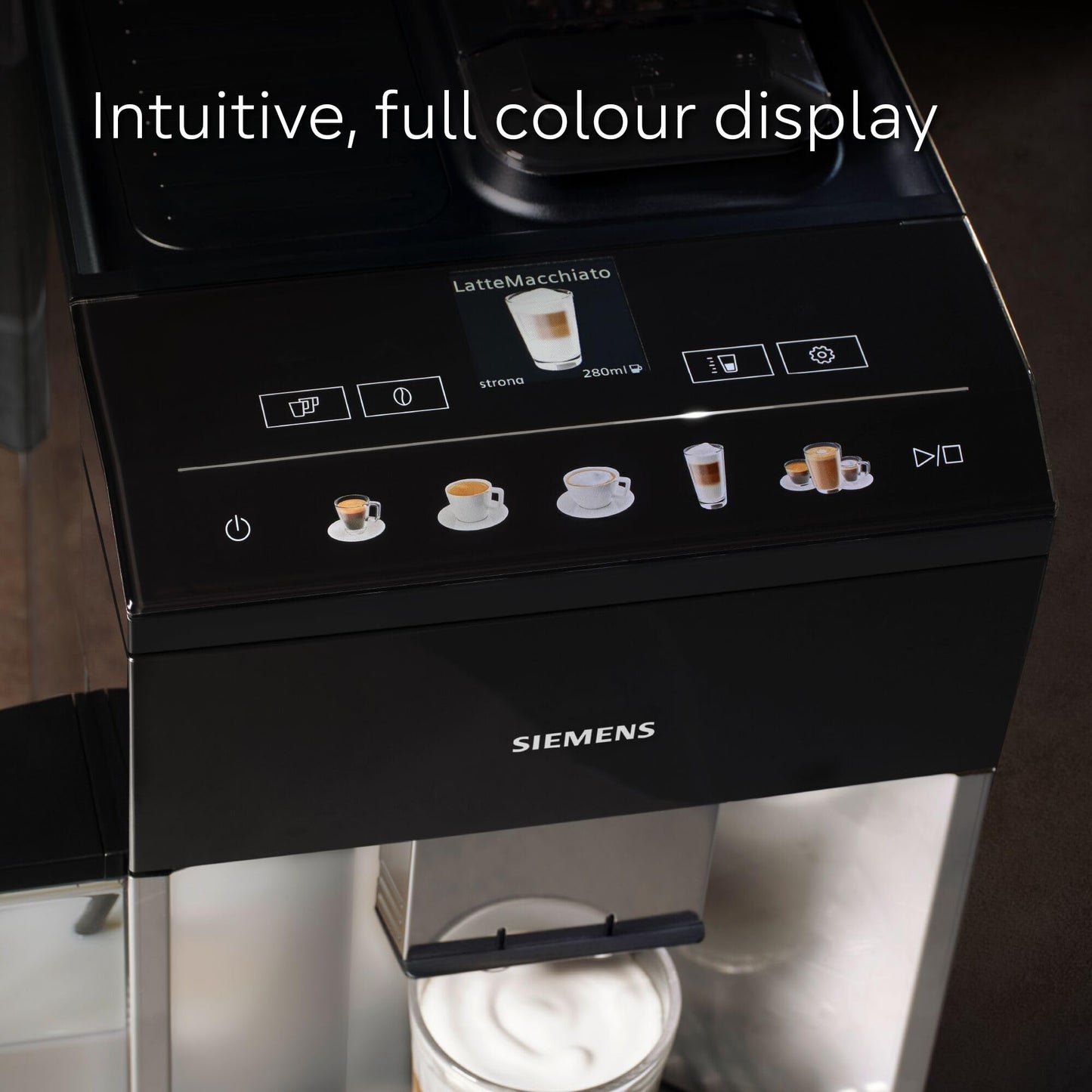 SIEMENS EQ500 Fully Automatic Bean to Cup Coffee Machine with coffeeSelect Display, oneTouch DoubleCup, 9 Coffee Beverages, autoMilk Clean, TP515GB1, Silver/Piano Black