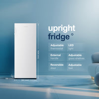 Fridgemaster MTL55242E Freestanding Upright Larder Fridge, Reversible Door, 242 Litre, 55cm Width, White, E Rated