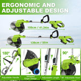 VOERJIA Cordless Strimmer Lightweight 750W with LCD Battery Display, Grass Trimmer and Brush Cutter with 2 x 2.0Ah Battery and Charger, 14-Piece 4-in-1 Garden Kit (Pro Edition)