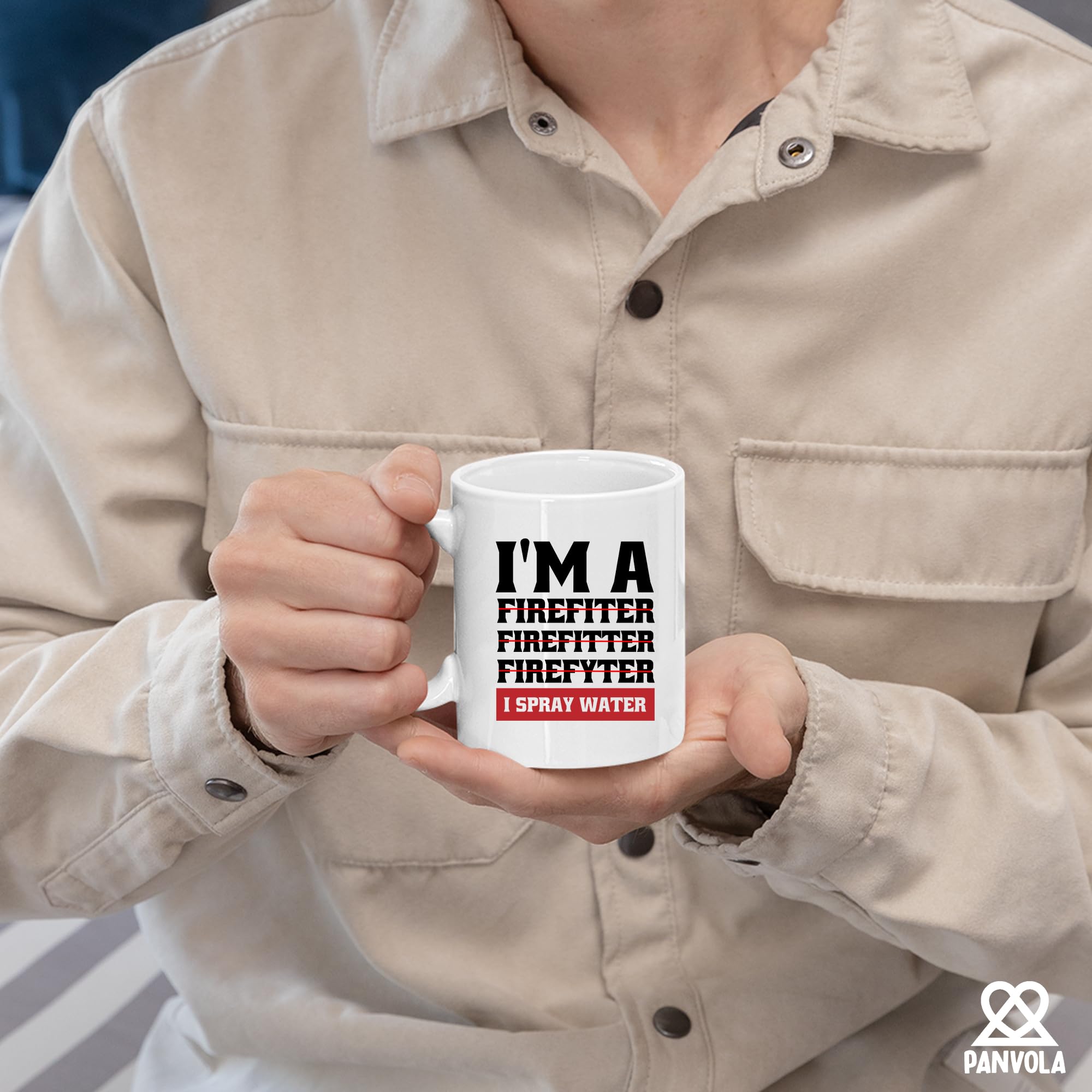 I'm A Firefiter Firefitter Firefyter, I Spray Water Firefighter Mug Firefighters Gift Firemen Firewomen Ceramic Mug 11oz White Novelty Drinkware