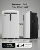 Pro Breeze OmniCool - Ultra Quiet 12000 BTU Portable 4-in-1 Air Conditioner with Smart Home WiFi, App & Voice Control, Dehumidifier, Fan, 24H Timer & Window Kit - Efficient AC Unit for Home & Office