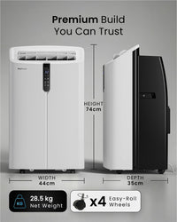 Pro Breeze OmniCool - Ultra Quiet 12000 BTU Portable 4-in-1 Air Conditioner with Smart Home WiFi, App & Voice Control, Dehumidifier, Fan, 24H Timer & Window Kit - Efficient AC Unit for Home & Office