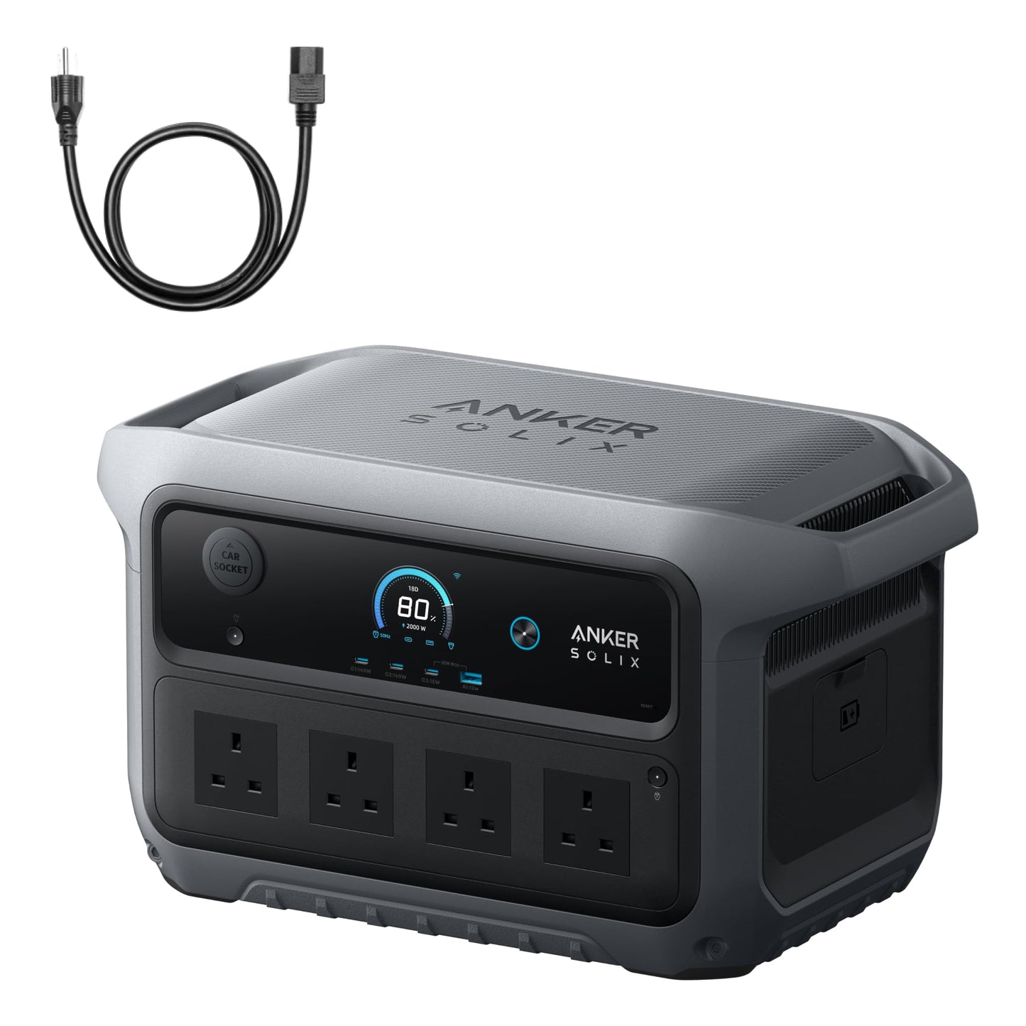 Anker SOLIX C2000 Gen 2 Portable Power Station, 2400W (Peak 4000W) Solar Generator, 2048Wh LiFePO4 Battery, Fast Charge 100% in 58 Min, Home Backup, Emergency, Camping & RVing