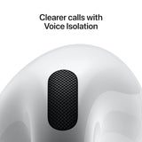 Apple AirPods 4 Wireless Earbuds, Bluetooth Headphones, Personalised Spatial Audio, Sweat and Water Resistant, USB-C Charging Case, H2 Chip, Up to 24 Hours of Battery Life, Effortless Setup for iPhone