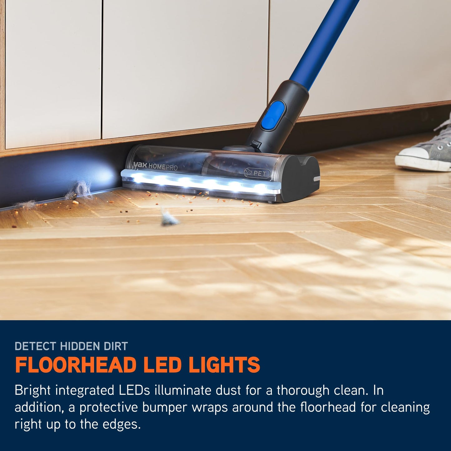 Vax HomePro Pet Cordless Stick Vacuum Cleaner, HairWrap Resist, FlexiClean Pole, Easy Empty Bin, Pet, Stair and Crevice Tools Included, Up to 45 min Runtime, LED Lights, Graphite and Blue, CLSV-HPKP