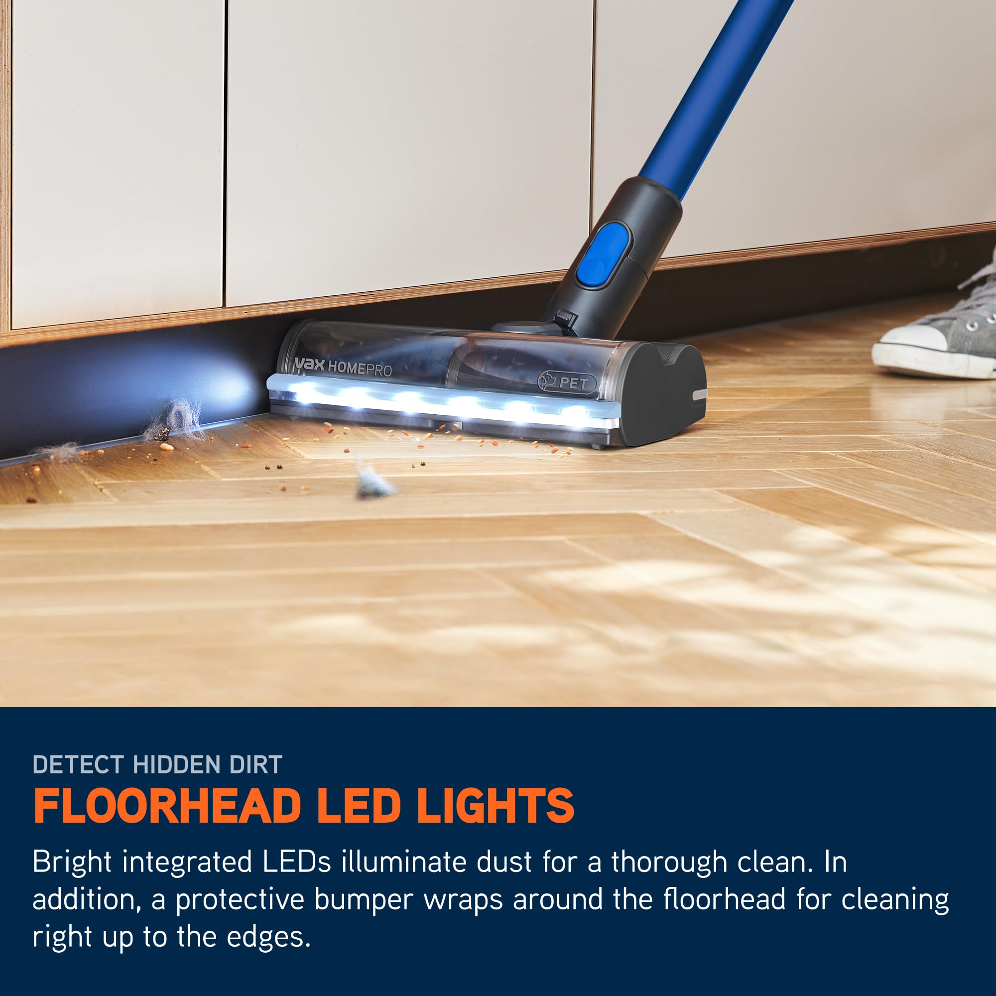 Vax HomePro Pet Cordless Stick Vacuum Cleaner, HairWrap Resist, FlexiClean Pole, Easy Empty Bin, Pet, Stair and Crevice Tools Included, Up to 45 min Runtime, LED Lights, Graphite and Blue, CLSV-HPKP