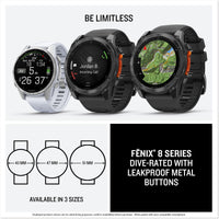 Garmin fēnix 8, 47mm Premium GPS smartwatch, AMOLED touchscreen, multisport, advanced health & training features,built-in LED flashlight, adventure watch with up to 16 days battery life, Slate Grey