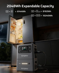 AFERIY P280 Portable Power Station 2800W, 2048Wh LFP Battery Expandable to 10.24kWh,1.5H Fast Charging, 2x140W USB-C Output, 220V-240V, Solar Generator for Camping, Home,Off-grid, 7-Year Warranty