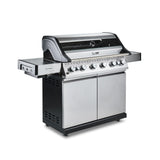 Fire Mountain Olympus 8 Burner Gas BBQ, Stainless Steel Barbecue Cast Iron Grill, Glass Viewing Lid, Side Burner & Built-In Temperature Gauge, Extra Large Outdoor Grill for Garden Parties & Patio