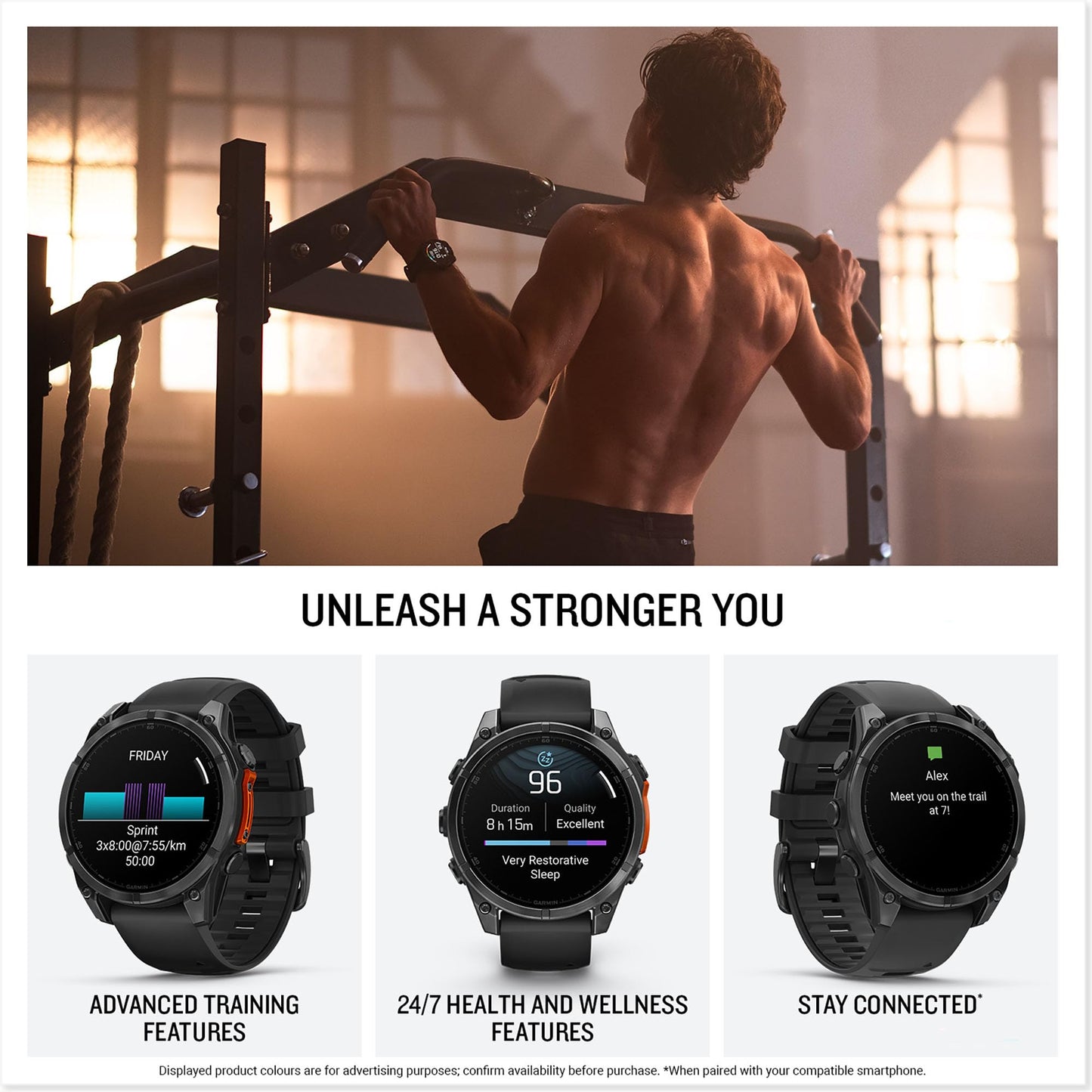 Garmin fēnix 8, 47mm Premium GPS smartwatch, AMOLED touchscreen, multisport, advanced health & training features,built-in LED flashlight, adventure watch with up to 16 days battery life, Slate Grey