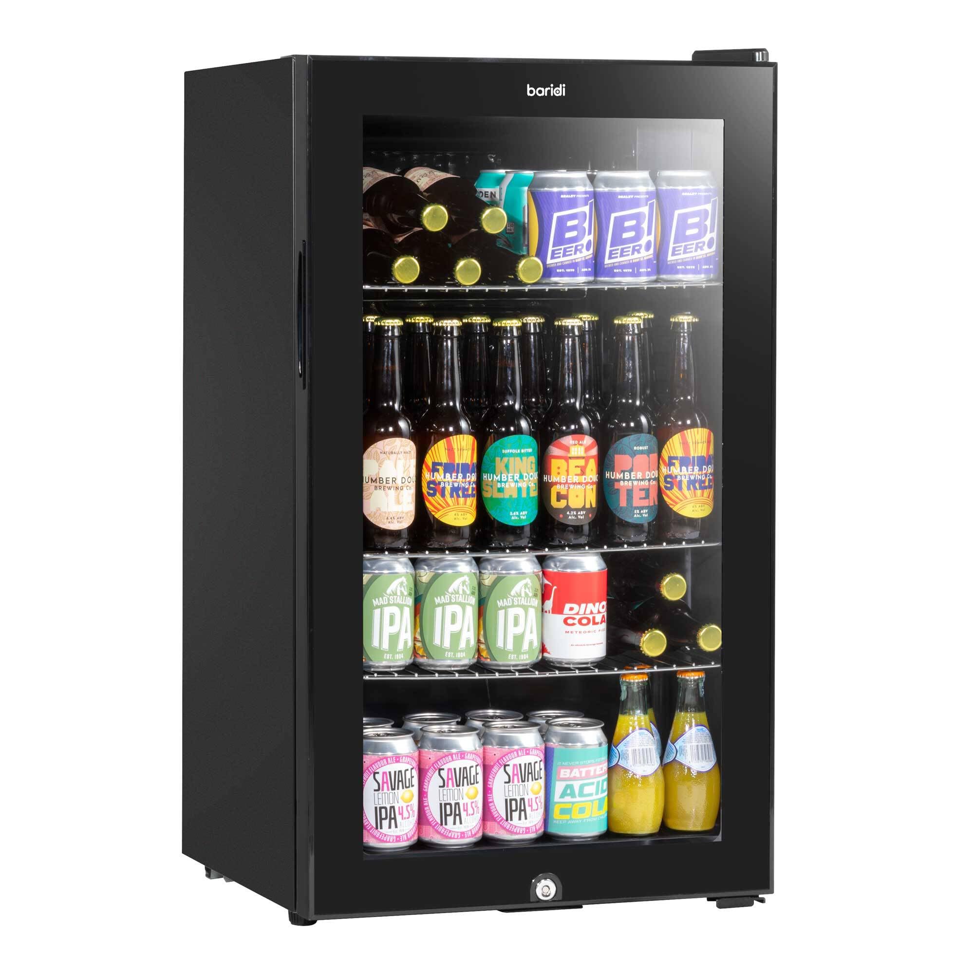 Dellonda Baridi Undercounter Drinks, Beer & Wine Fridge with Wire Shelves, Internal Light & Security Lock 85L, Black - DH13