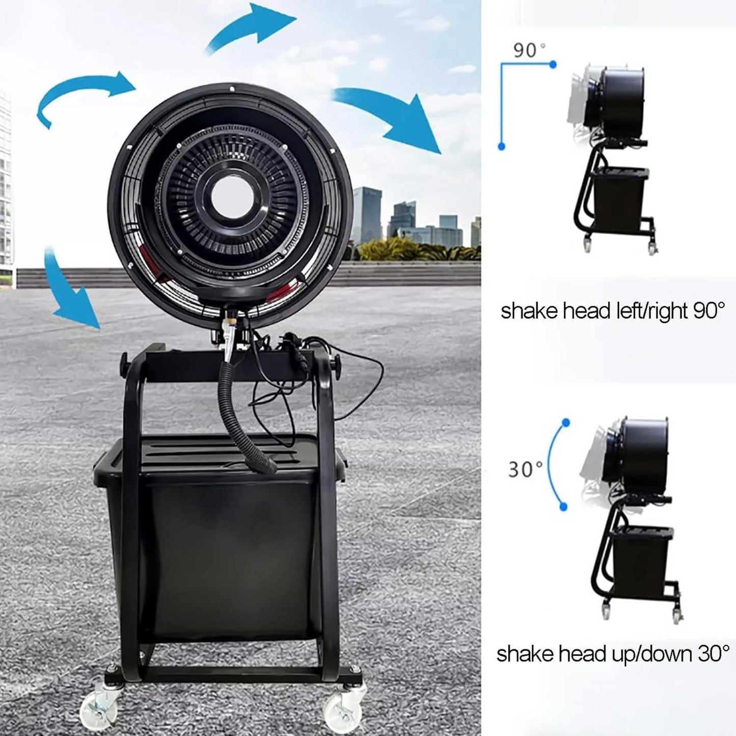 Industrial Misting Fan with 42L Water Tank, 300W Metal Blades, 26-33ft Range for Workshop, Patio, Warehouse Cooling