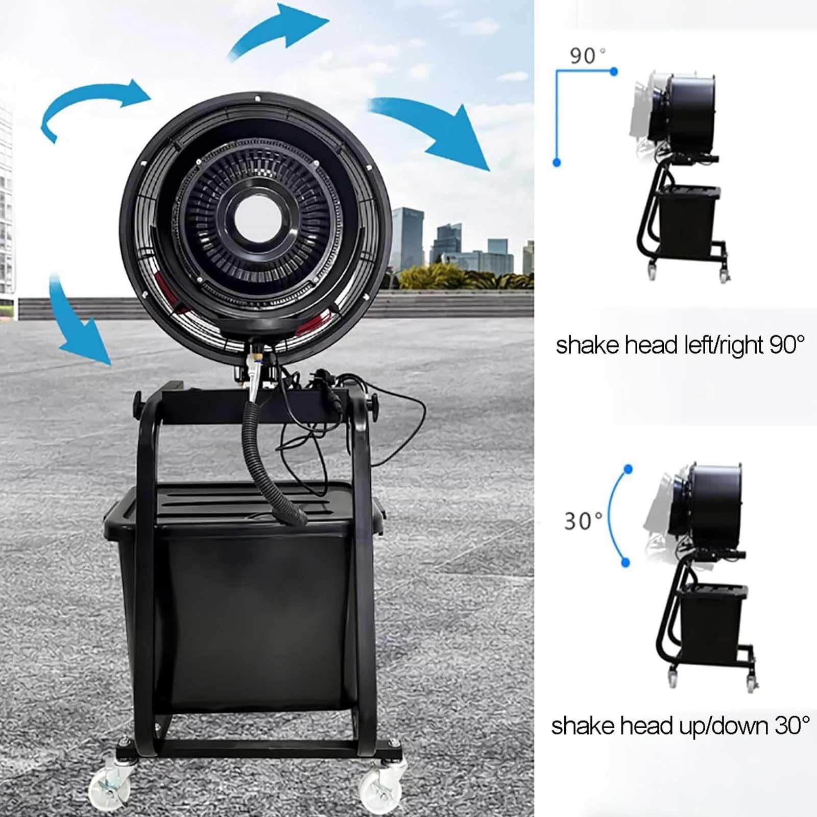 Industrial Misting Fan with 42L Water Tank, 300W Metal Blades, 26-33ft Range for Workshop, Patio, Warehouse Cooling