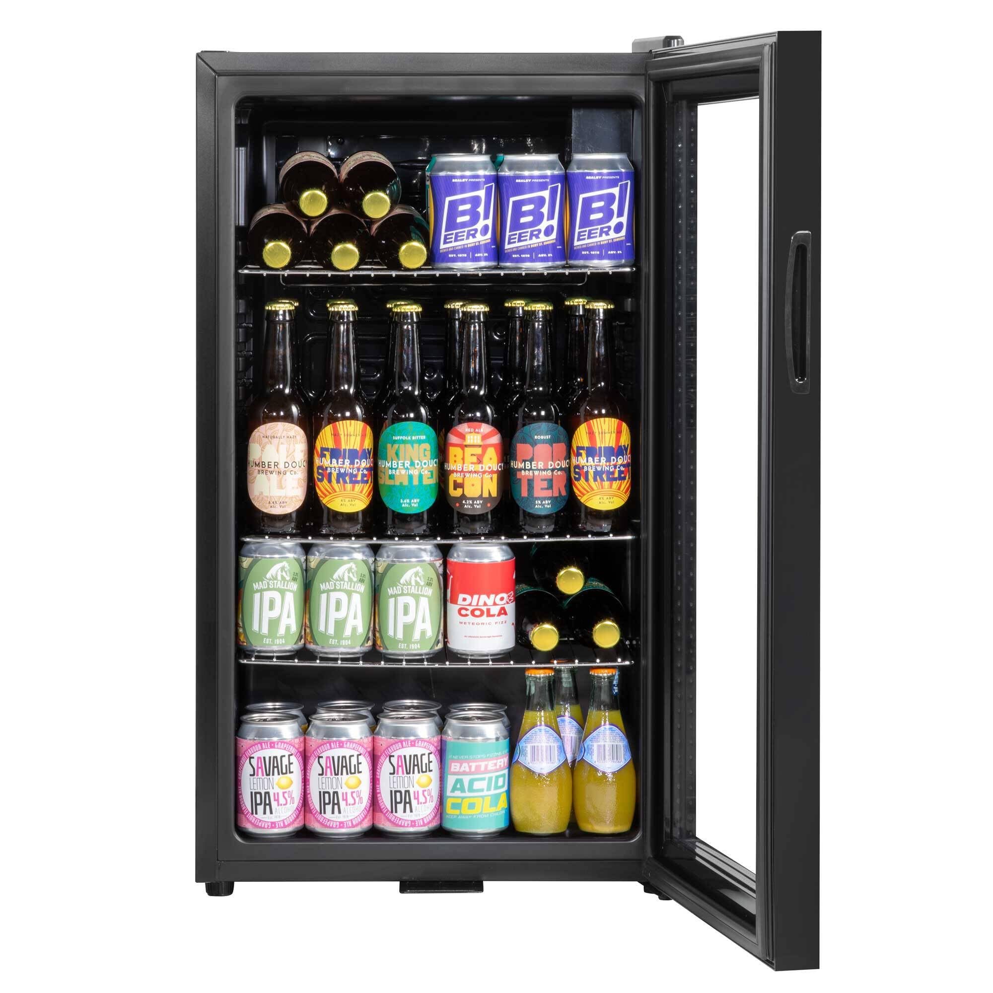Dellonda Baridi Undercounter Drinks, Beer & Wine Fridge with Wire Shelves, Internal Light & Security Lock 85L, Black - DH13