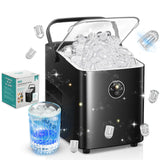 FOHERE Ice Maker Machine Countertop, 14KG in 24H, Ice Ready in 5 Mins, 2 Bullet Sizes, Portable Ice Cube Maker with Handle, Self-Cleaning, Scoop&Basket, Home/Kitchen/Office/RV