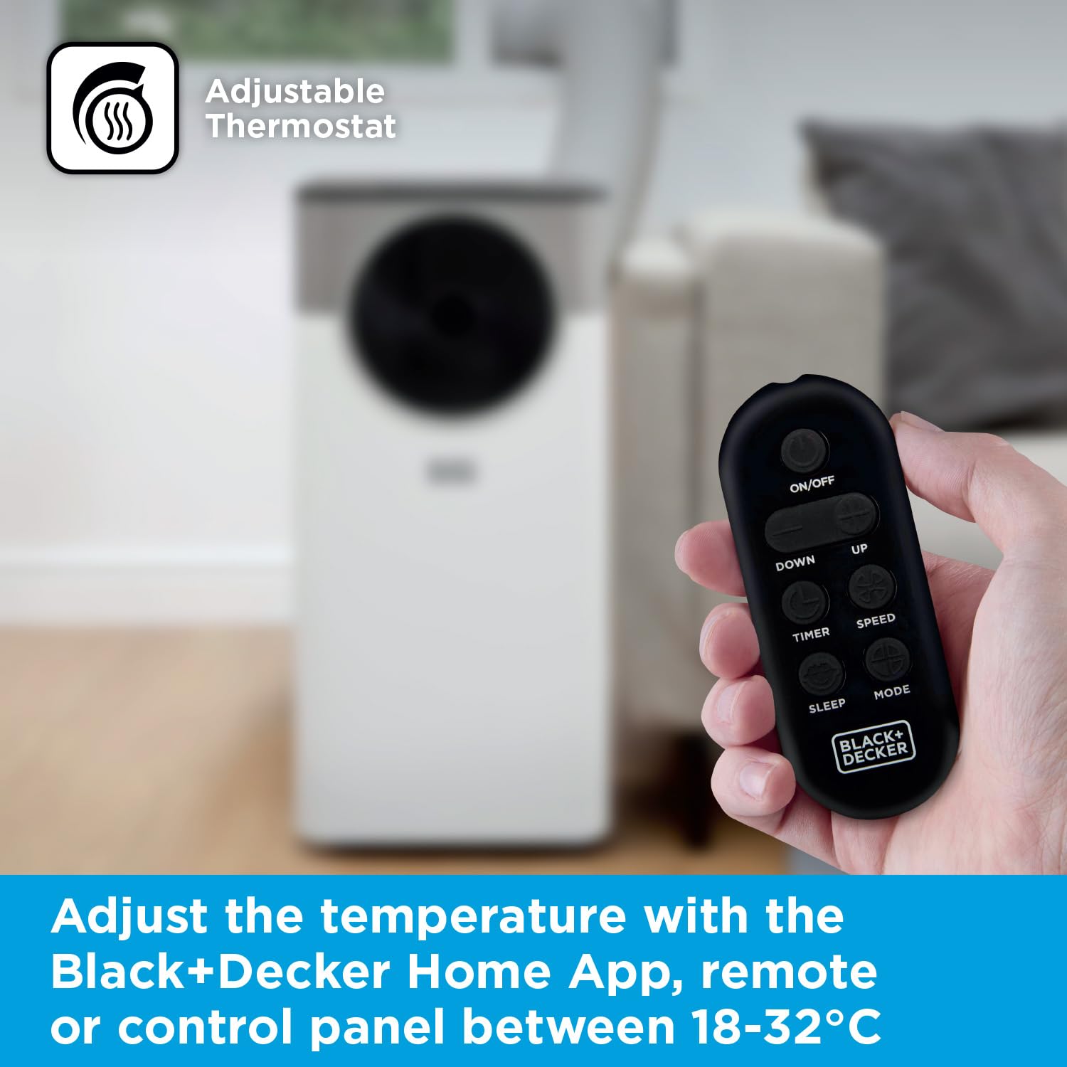 BLACK+DECKER 12,000 BTU Smart Air Conditioner, 3-in-1 Functionality, Dehumidifier & Fan, Portable Design, Power Memory Function, White, BXAC40035GB