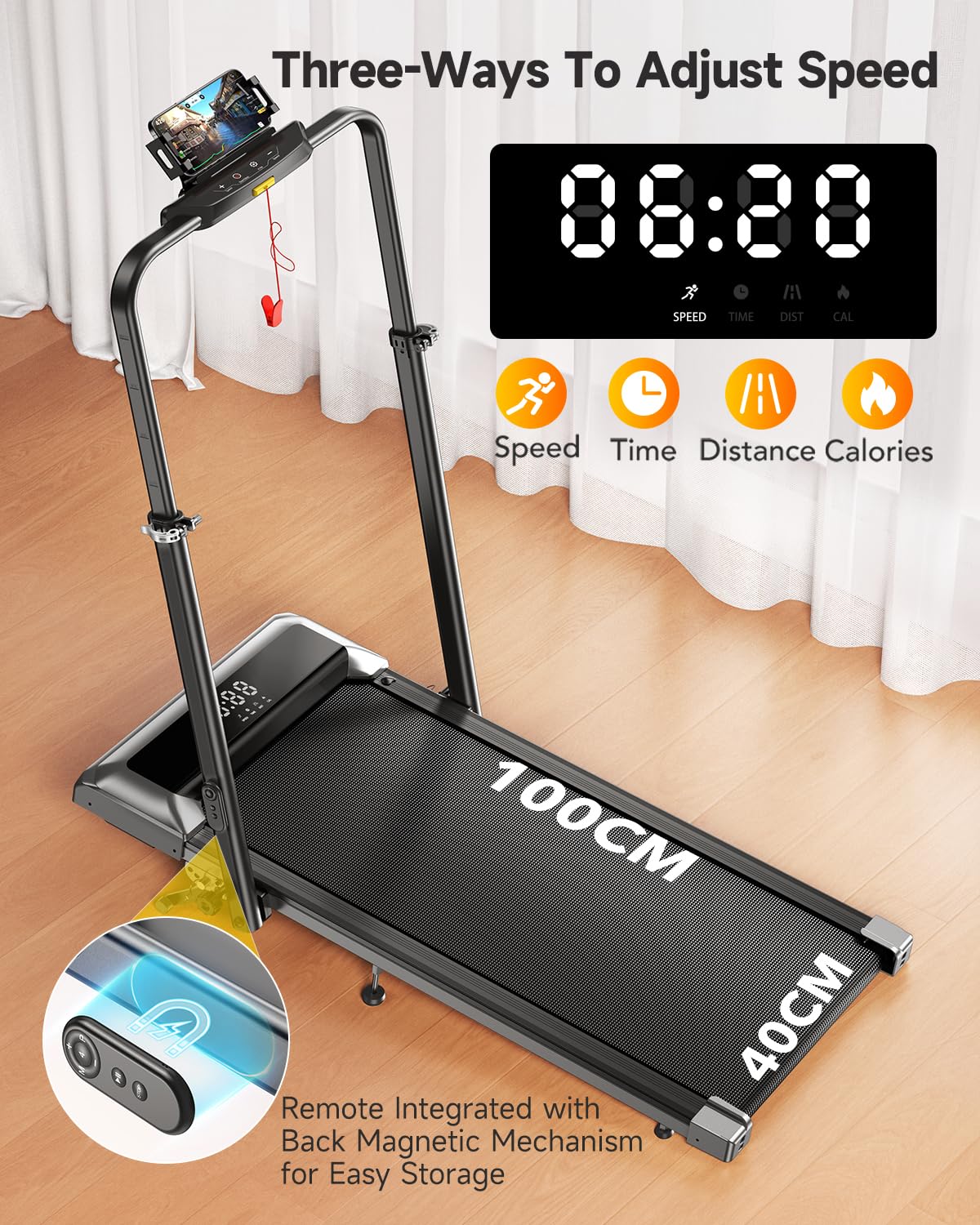 1%-6%-12% Incline Folding Treadmill with 115 CM Retractable Handrail, 95°-105° Adjustable Tilt Angle, 6 in 1 Compact Treadmills for Home/Office (Silver Black)