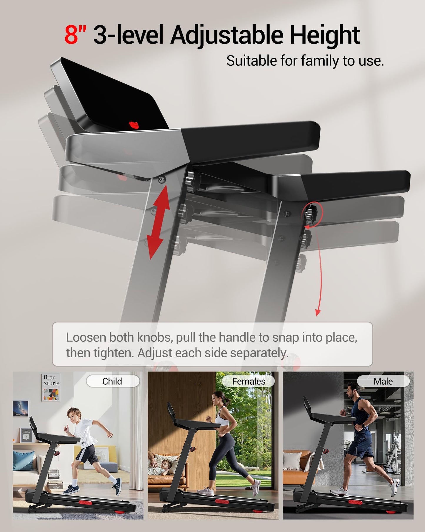 Treadmills for Home with 20% Auto Incline, 14KM/H Foldable Treadmill with Handles, Running Machine for Heavy People, 180KG Weight Capacity, Large Running Belt and Intelligent LED Touch Screen