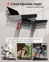 Treadmills for Home with 20% Auto Incline, 14KM/H Foldable Treadmill with Handles, Running Machine for Heavy People, 180KG Weight Capacity, Large Running Belt and Intelligent LED Touch Screen