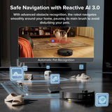 roborock Saros 10 Robot Vacuum Cleaner 22,000 Pa, 3.14-Inch Ultra Slim, Zero-Tangling, AI 3.0 Obstacle Avoidance, Auto Detachable Mop, 80°C Mop Washing, Hot Water Dock Self Cleaning (Black)