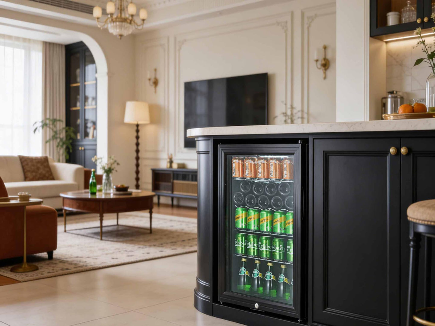 Subcold Super85 LED - Under-Counter Fridge | 85L Beer, Wine & Drinks Fridge | LED Light + Lock and Key | Energy Efficient (Black, 85L)…