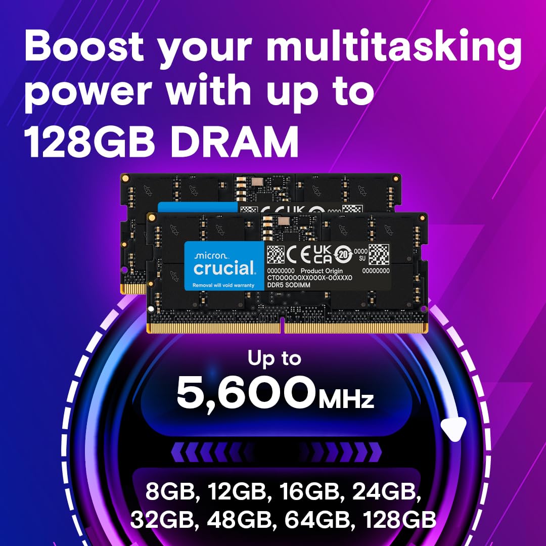 Crucial DDR5 RAM 96GB Kit (2x48GB) 5600MHz SODIMM, Laptop Computer Memory, Mini PC (or 5200MHz, 4800MHz) CL46- CT2K48G56C46S5