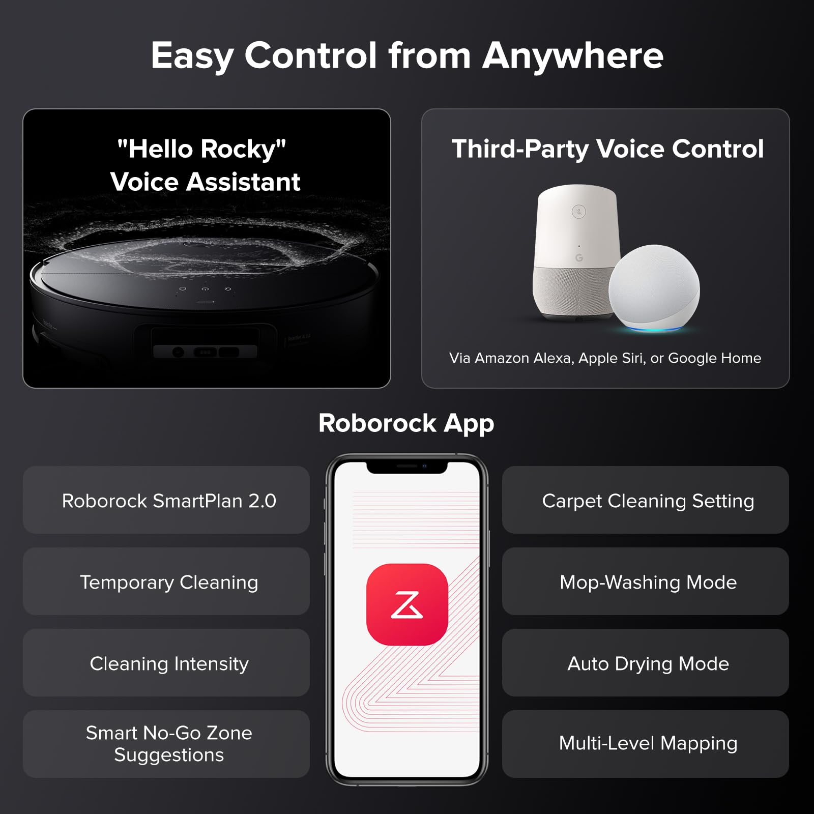 roborock Saros 10 Robot Vacuum Cleaner 22,000 Pa, 3.14-Inch Ultra Slim, Zero-Tangling, AI 3.0 Obstacle Avoidance, Auto Detachable Mop, 80°C Mop Washing, Hot Water Dock Self Cleaning (Black)