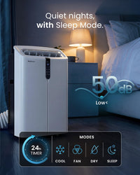 Pro Breeze OmniCool - Ultra Quiet 12000 BTU Portable 4-in-1 Air Conditioner with Smart Home WiFi, App & Voice Control, Dehumidifier, Fan, 24H Timer & Window Kit - Efficient AC Unit for Home & Office
