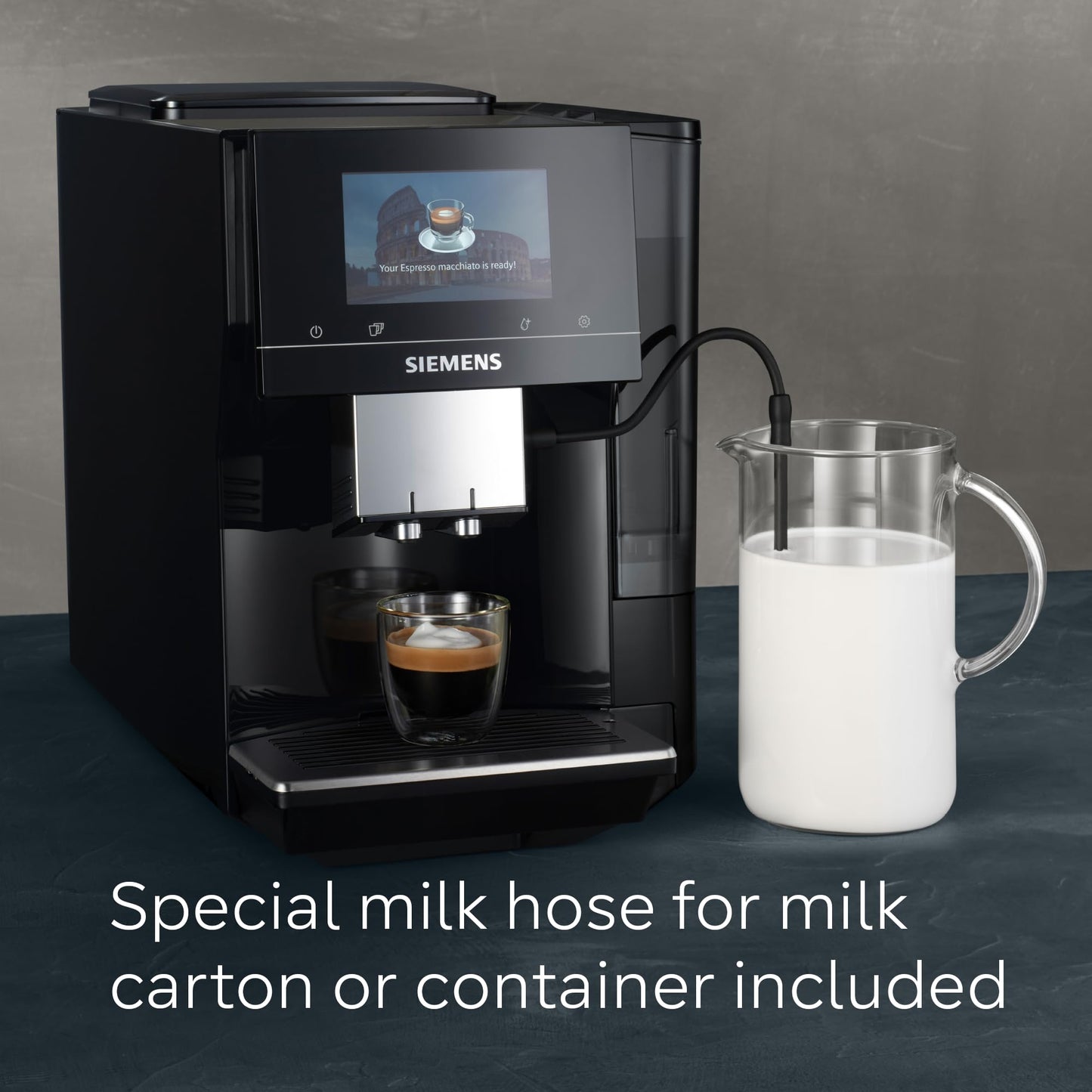 SIEMENS EQ700 Fully Automatic Bean to Cup Coffee Machine, 5" Touch Screen Display, Cold Brew/Slow Brew, Cappuccinatore, 30+ Coffee Beverages, Home Connect, TP713GB9