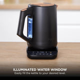 Ninja Perfect Temperature Kettle, 1.7L, LED Display, Easy to Use Kettle with Rapid Boil and Temperature Control & Hold, Black & Copper, KT200UKCP
