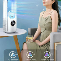 Portable Air Conditioner, Cool Air Conditioner, USB Powered Cooling Fan - 6 humidity levels and speeds for home/bedroom/office,White And Blue