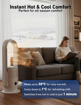 EcoNour 3-in-1 Bladeless Tower Fan with Heater, Cooler & Air Purifier + Advanced UV-C Sterilization, Sleep Mode | 9 Speeds, Fast Heating, Quiet, App Control, Alexa & Google Assistant Support & Remote