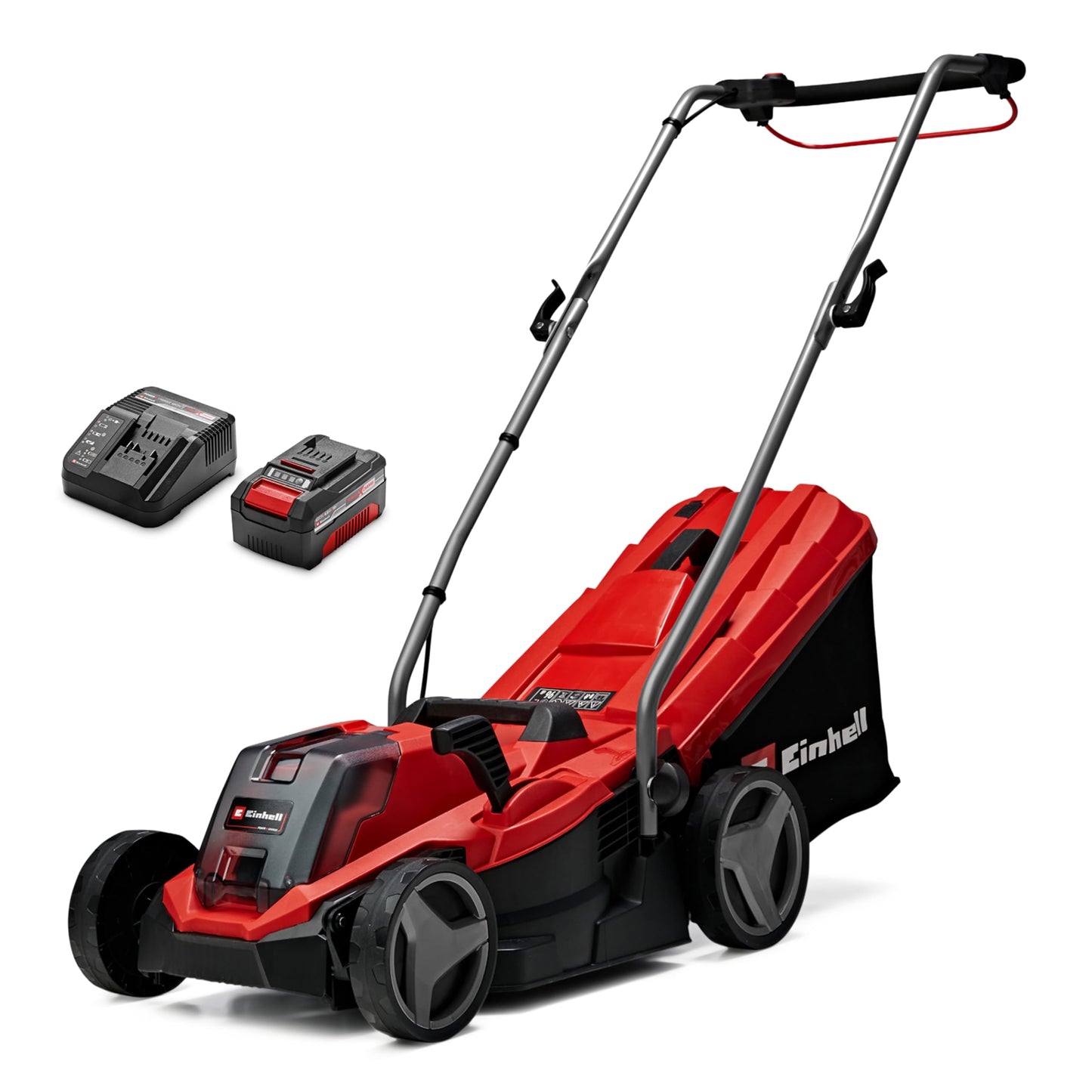 Einhell Cordless Lawnmower with Battery and Charger 18V Power X-Change, 33cm Cutting Width, Brushless Motor, 30L Grass Box, 5 Cutting Heights GE-CM 18/33 Li Battery Lawn Mower