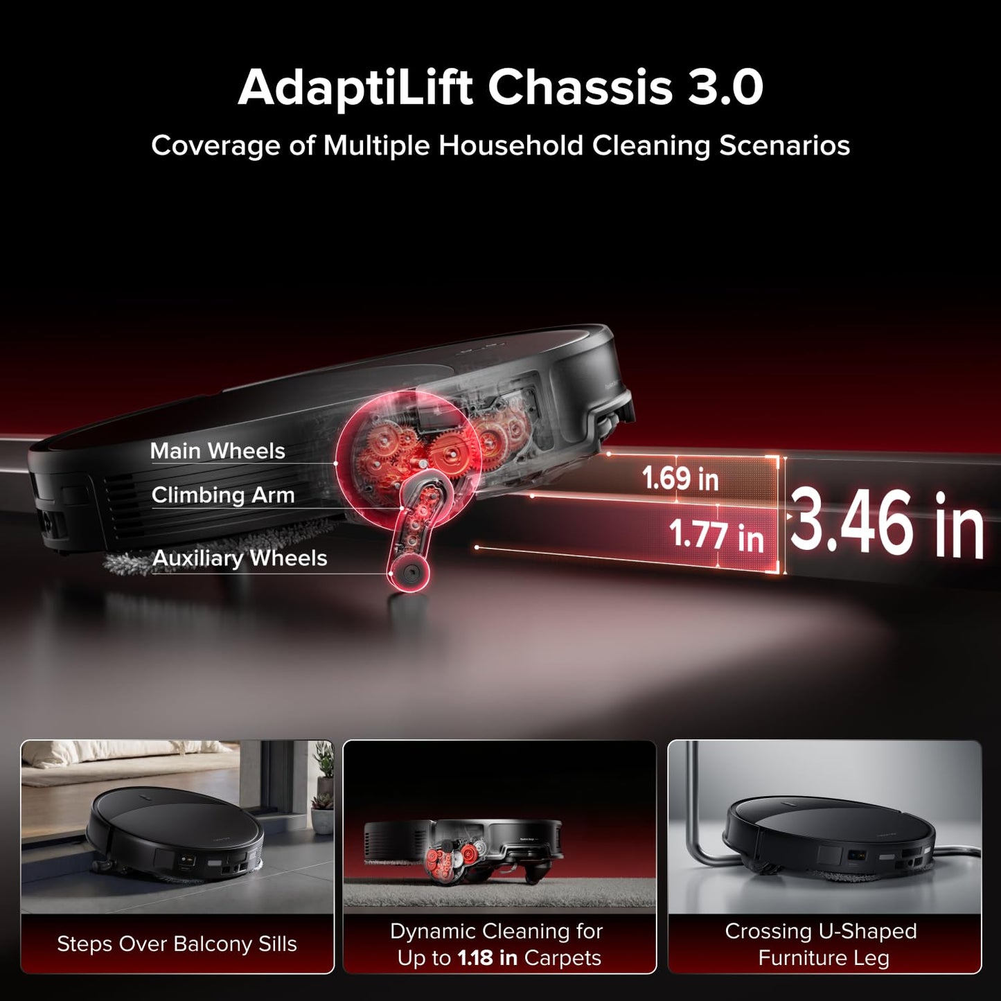 roborock Saros 20 Set Robot Vacuum Cleaner with Mop, 36,000 Pa Suction, 3.46 in Double-Layer Threshold, Zero-Tangling, Ultra-slim, StarSight Autonomous 2.0, DirTect Technology, 100°C Hot-Water Care