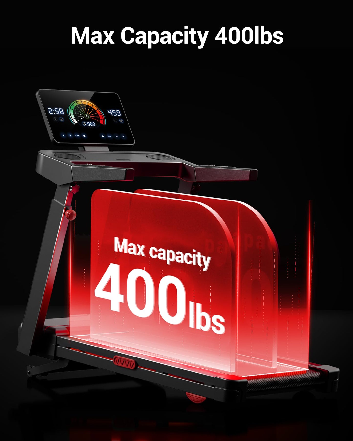 Treadmills for Home with 20% Auto Incline, 14KM/H Foldable Treadmill with Handles, Running Machine for Heavy People, 180KG Weight Capacity, Large Running Belt and Intelligent LED Touch Screen